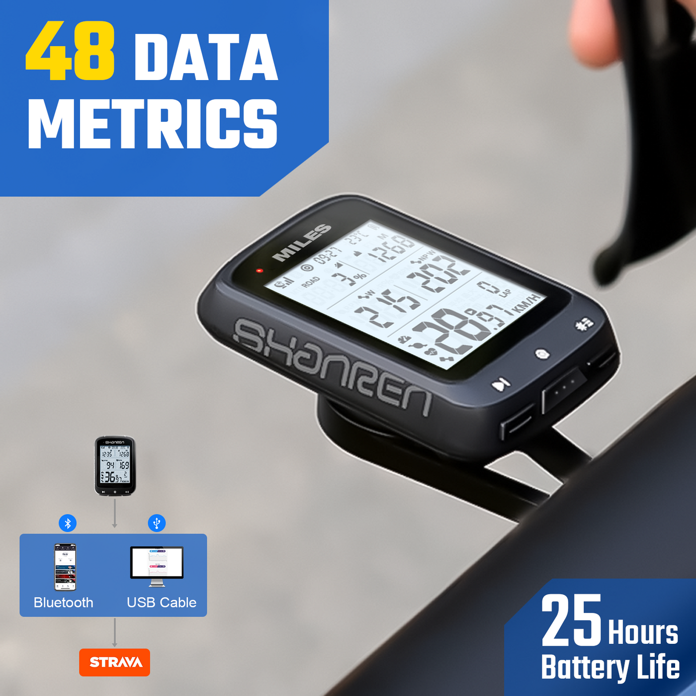 MILES：GPS Bike Computer with Taillight Control – Shanrenbike